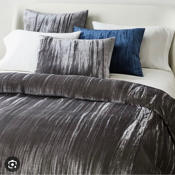 West Elm Lush Crinkle Velvet, Euro Sham, Slate - Picture 2 of 2